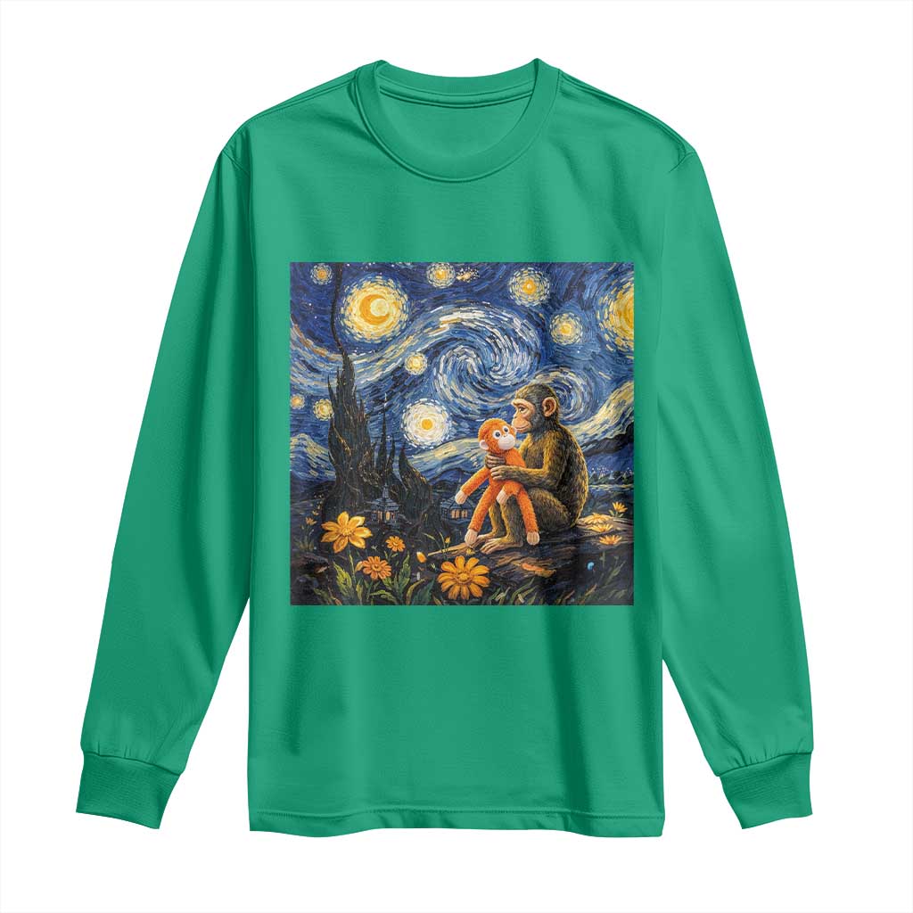 Baby Monkey Punch Starry Night Viral Trend Long Sleeve Shirt