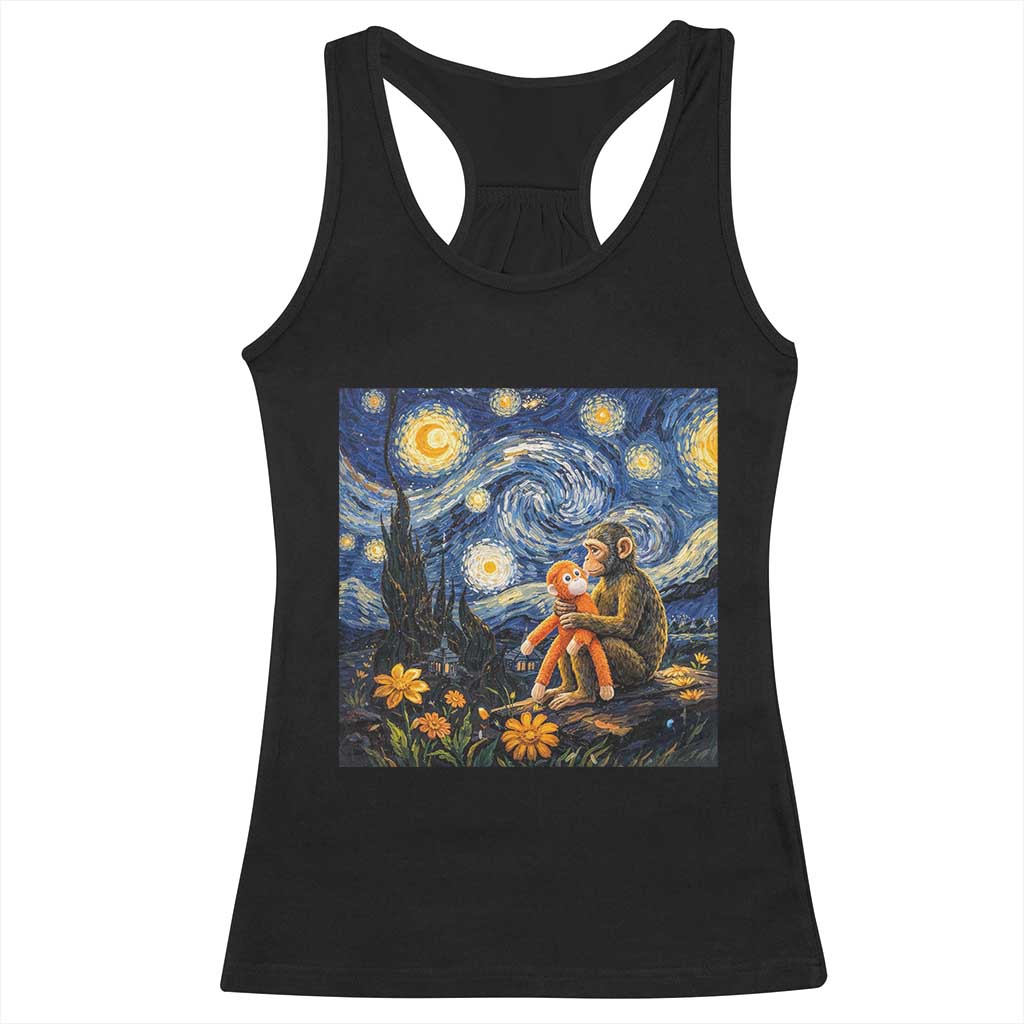 Baby Monkey Punch Starry Night Viral Trend Racerback Tank Top