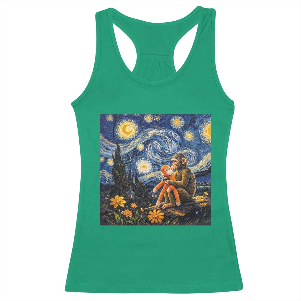 Baby Monkey Punch Starry Night Viral Trend Racerback Tank Top