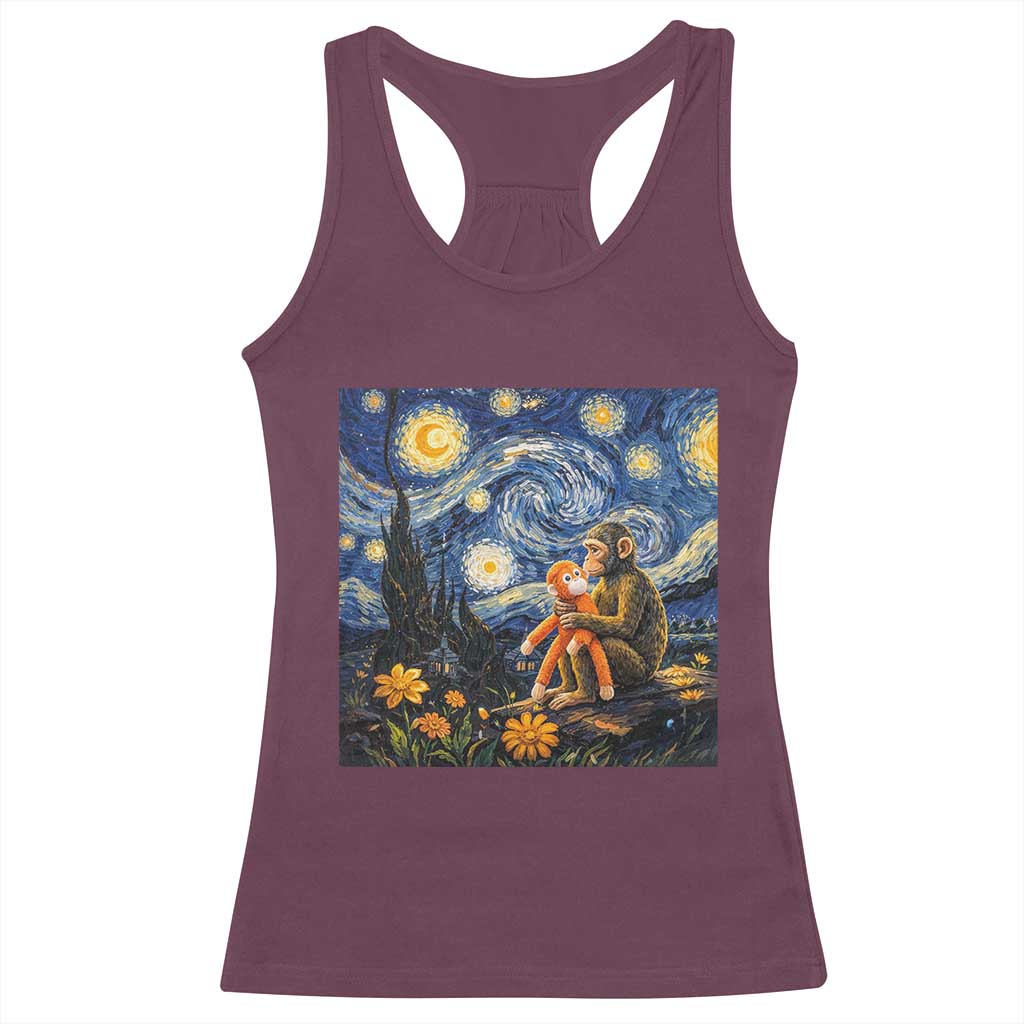 Baby Monkey Punch Starry Night Viral Trend Racerback Tank Top