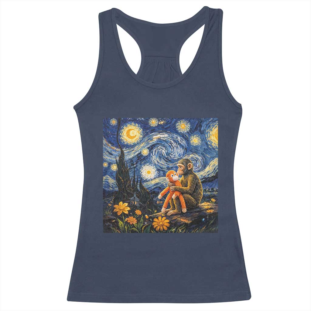 Baby Monkey Punch Starry Night Viral Trend Racerback Tank Top