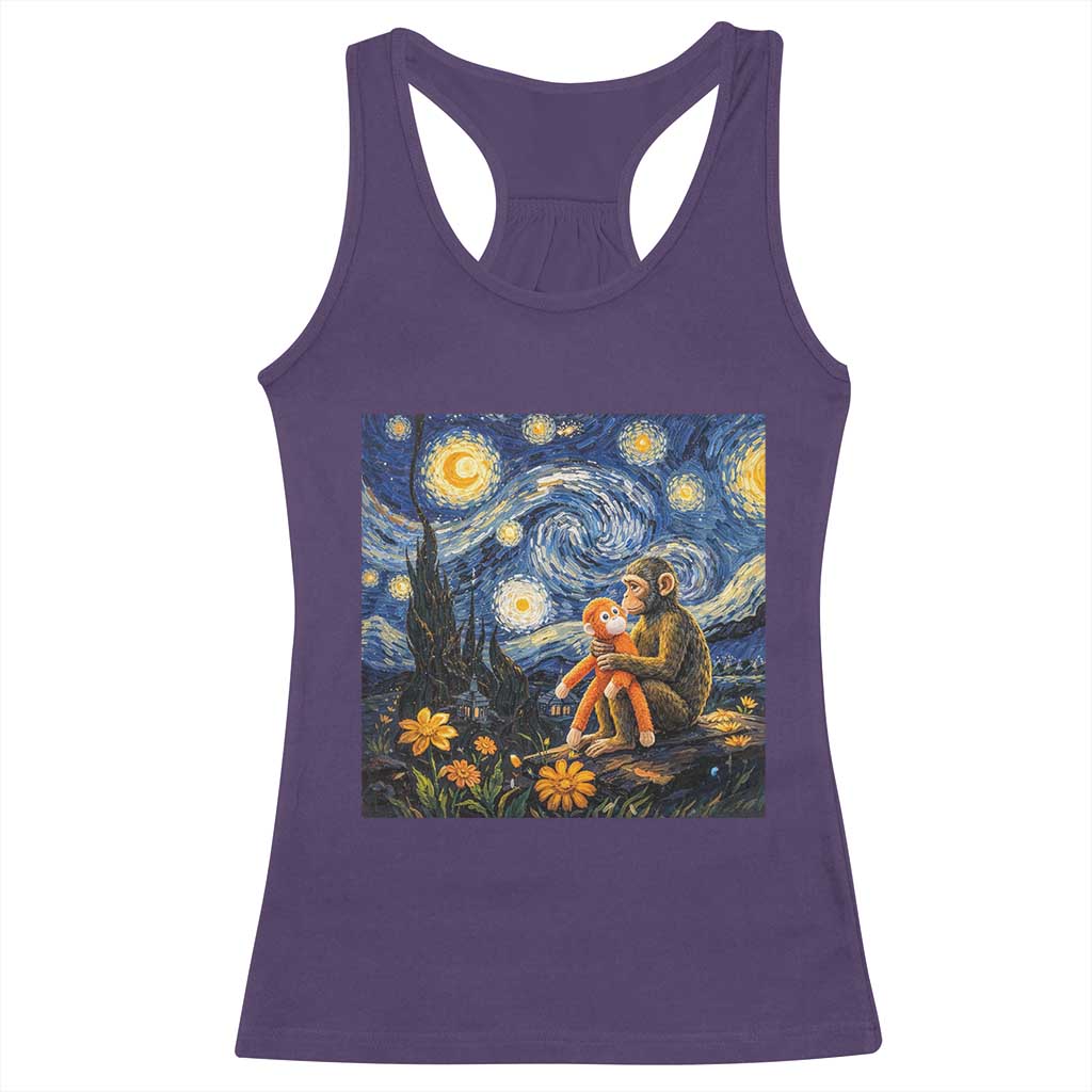 Baby Monkey Punch Starry Night Viral Trend Racerback Tank Top