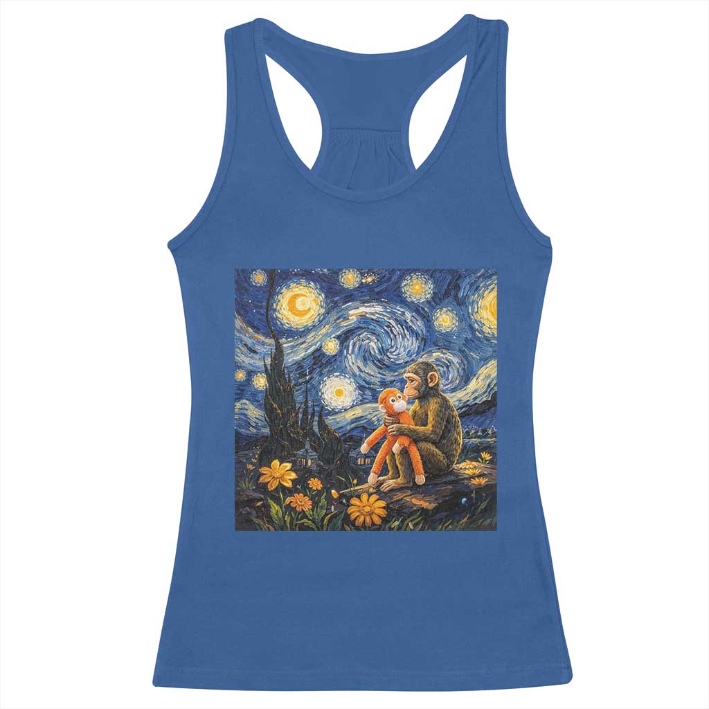 Baby Monkey Punch Starry Night Viral Trend Racerback Tank Top