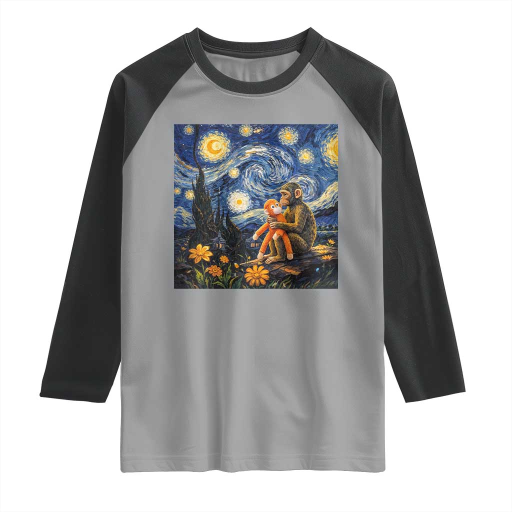 Baby Monkey Punch Starry Night Viral Trend Raglan Shirt