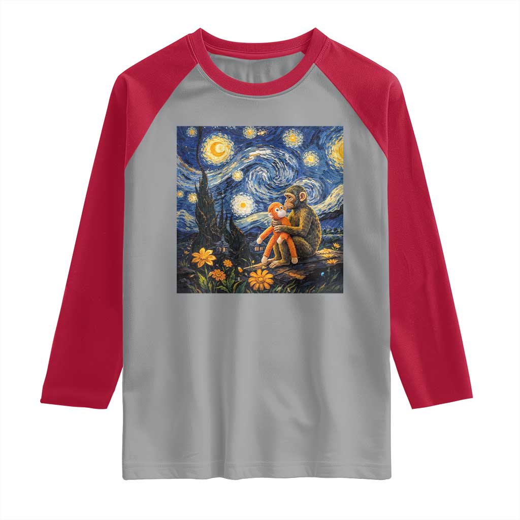 Baby Monkey Punch Starry Night Viral Trend Raglan Shirt