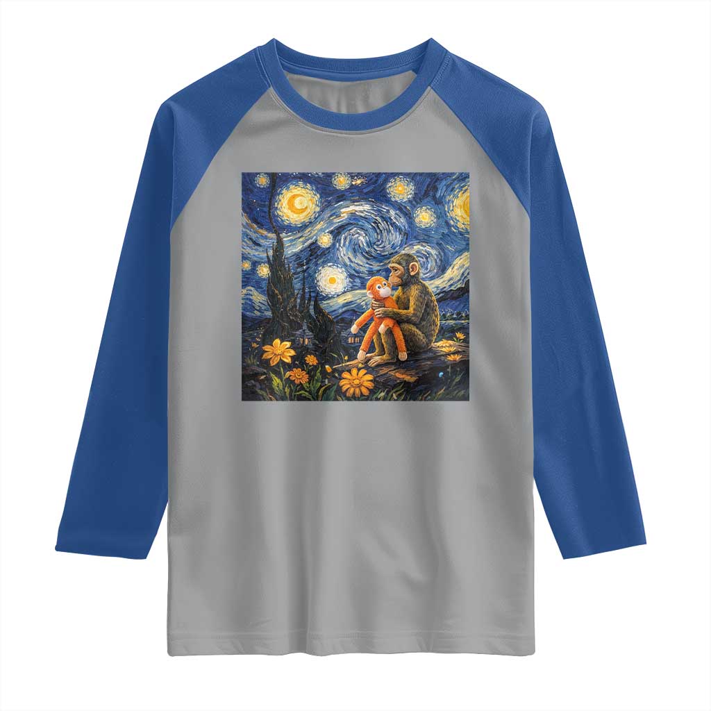 Baby Monkey Punch Starry Night Viral Trend Raglan Shirt