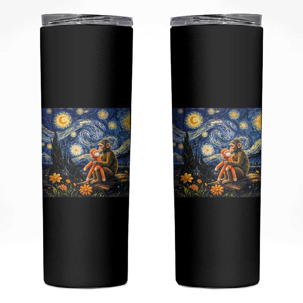 Baby Monkey Punch Starry Night Viral Trend Skinny Tumbler