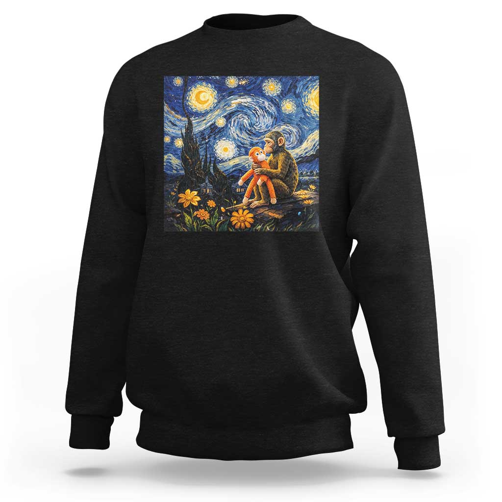 Baby Monkey Punch Starry Night Viral Trend Sweatshirt