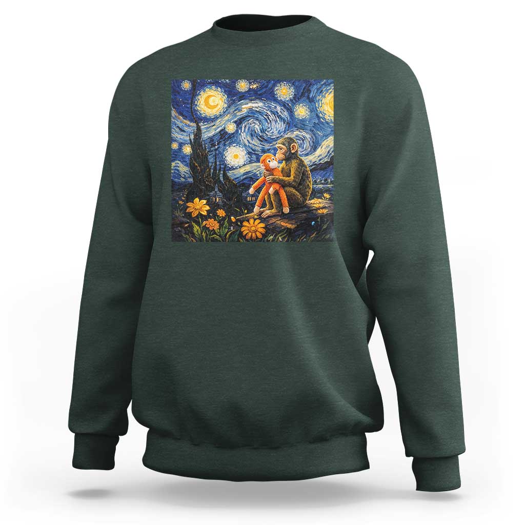 Baby Monkey Punch Starry Night Viral Trend Sweatshirt