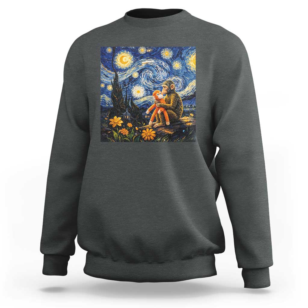 Baby Monkey Punch Starry Night Viral Trend Sweatshirt