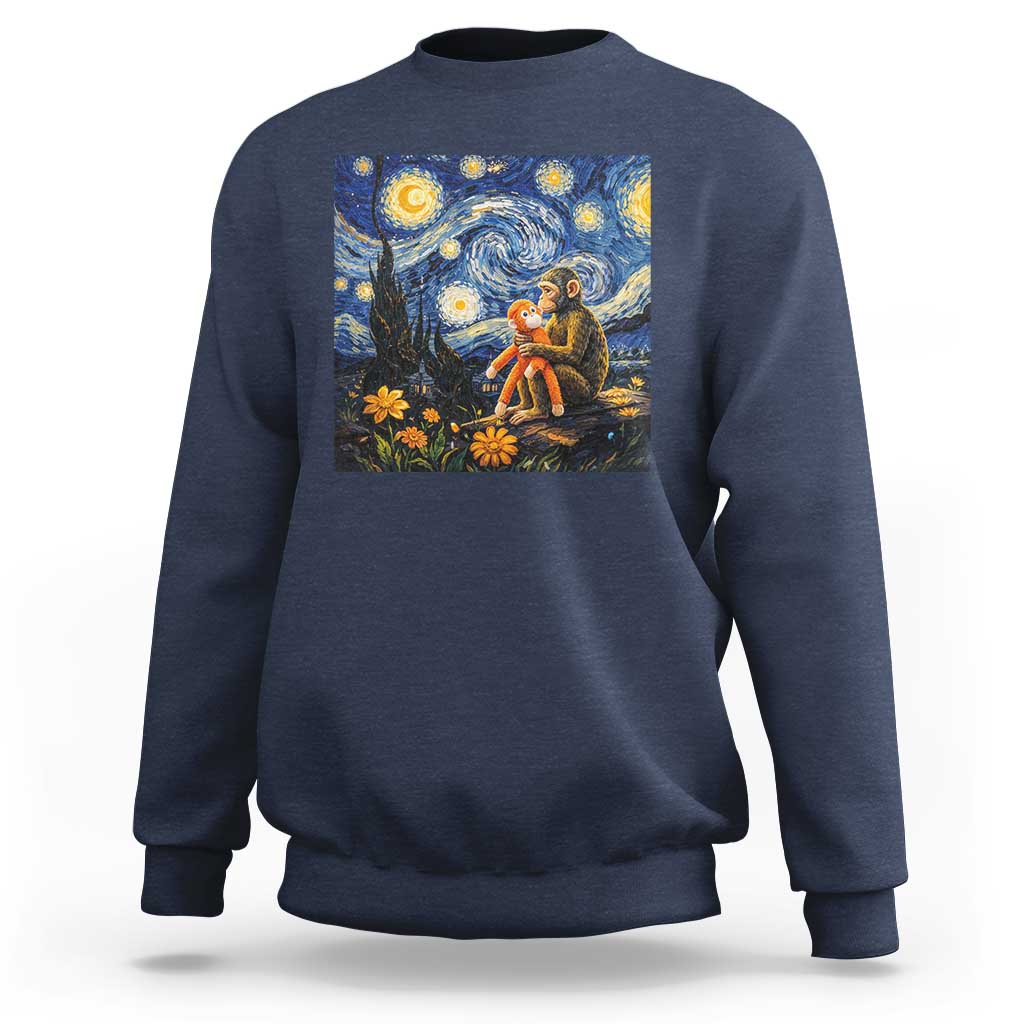 Baby Monkey Punch Starry Night Viral Trend Sweatshirt