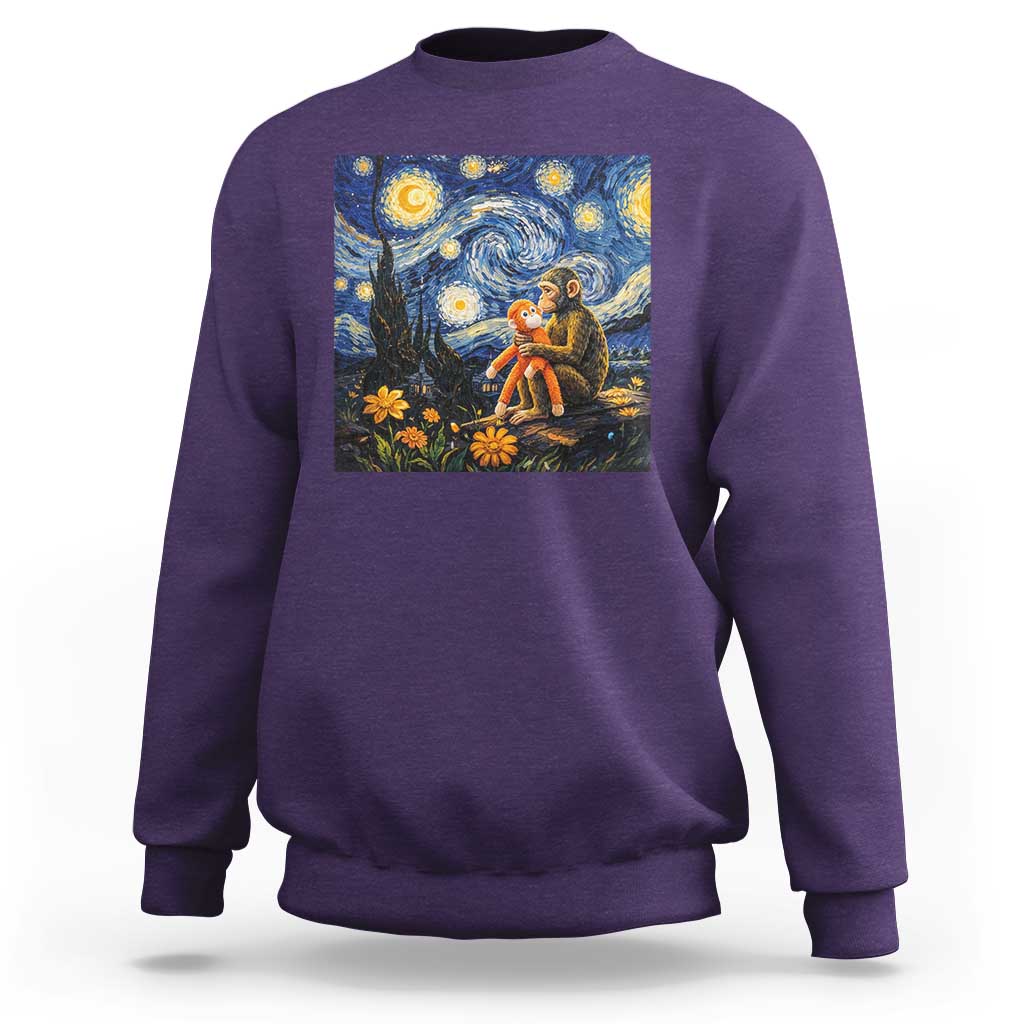 Baby Monkey Punch Starry Night Viral Trend Sweatshirt