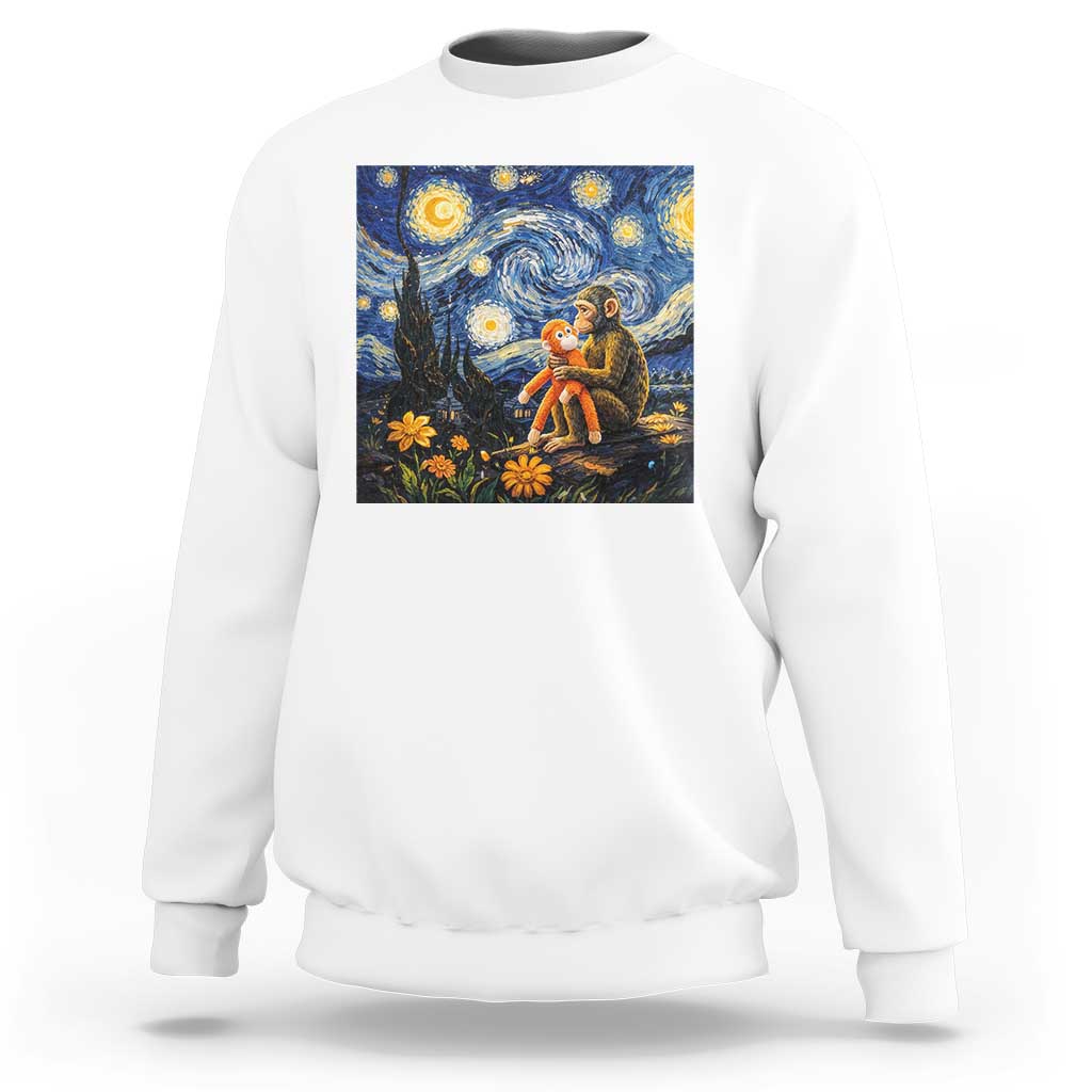 Baby Monkey Punch Starry Night Viral Trend Sweatshirt