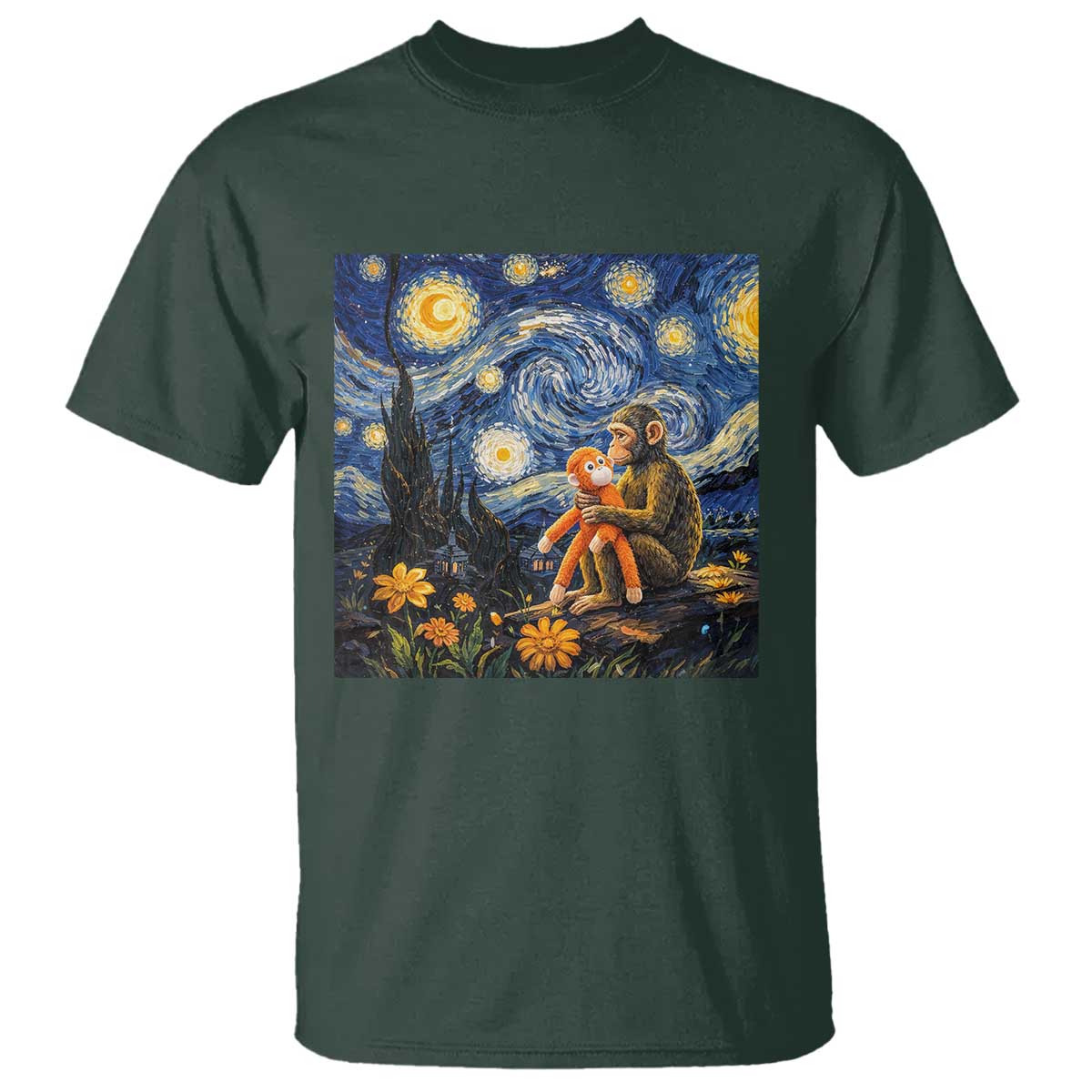 Baby Monkey Punch Starry Night Viral Trend T Shirt