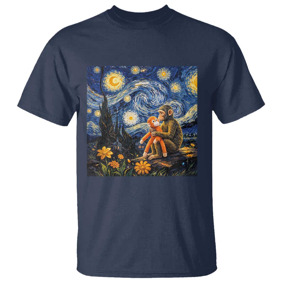 Baby Monkey Punch Starry Night Viral Trend T Shirt