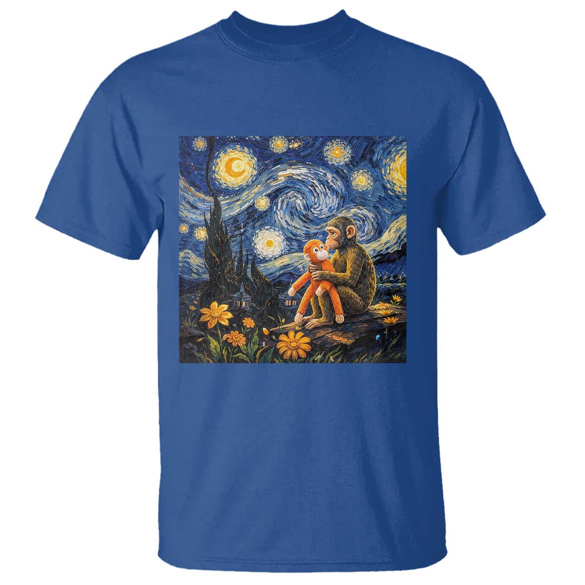 Baby Monkey Punch Starry Night Viral Trend T Shirt