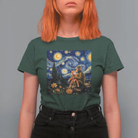 Baby Monkey Punch Starry Night Viral Trend T Shirt For Women