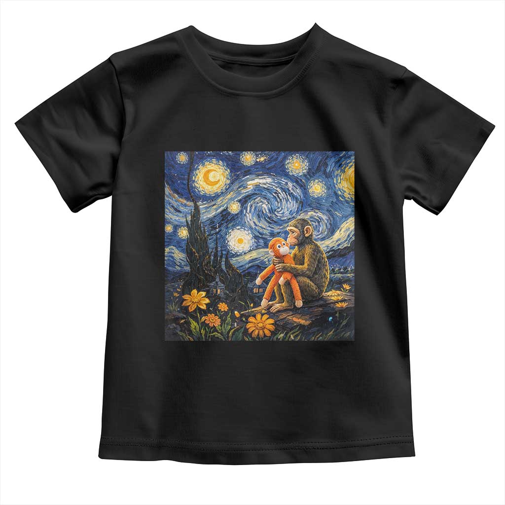 Baby Monkey Punch Starry Night Viral Trend Toddler T Shirt
