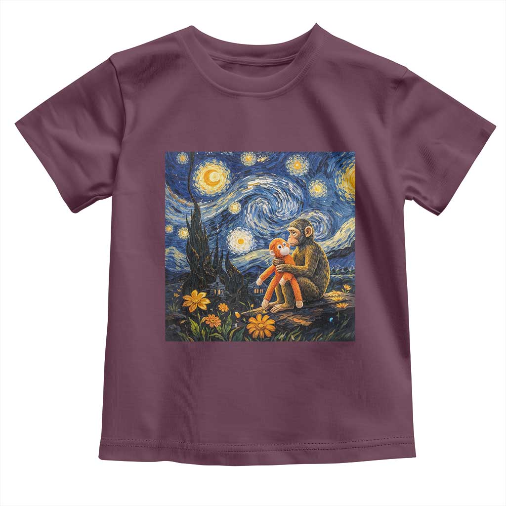 Baby Monkey Punch Starry Night Viral Trend Toddler T Shirt
