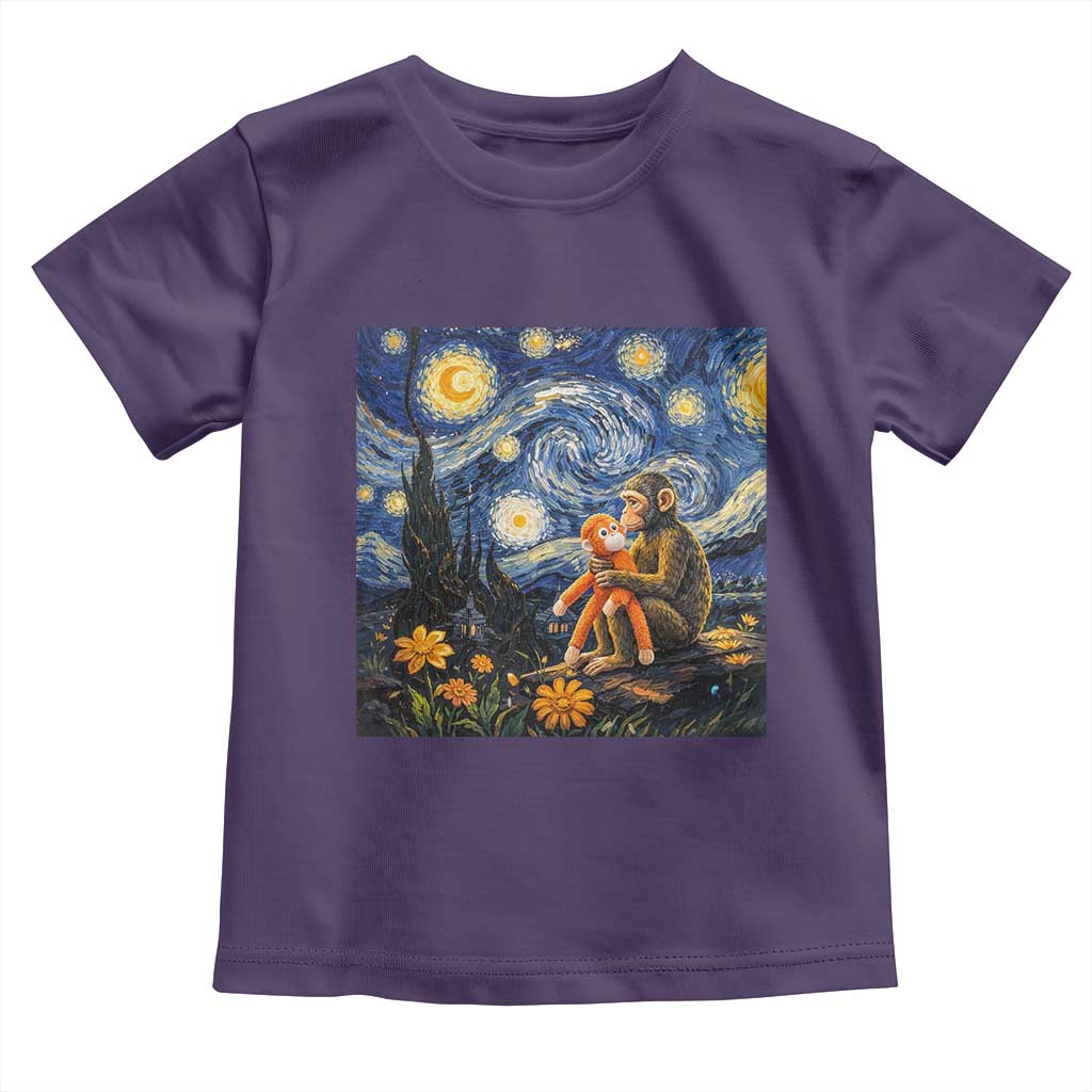 Baby Monkey Punch Starry Night Viral Trend Toddler T Shirt