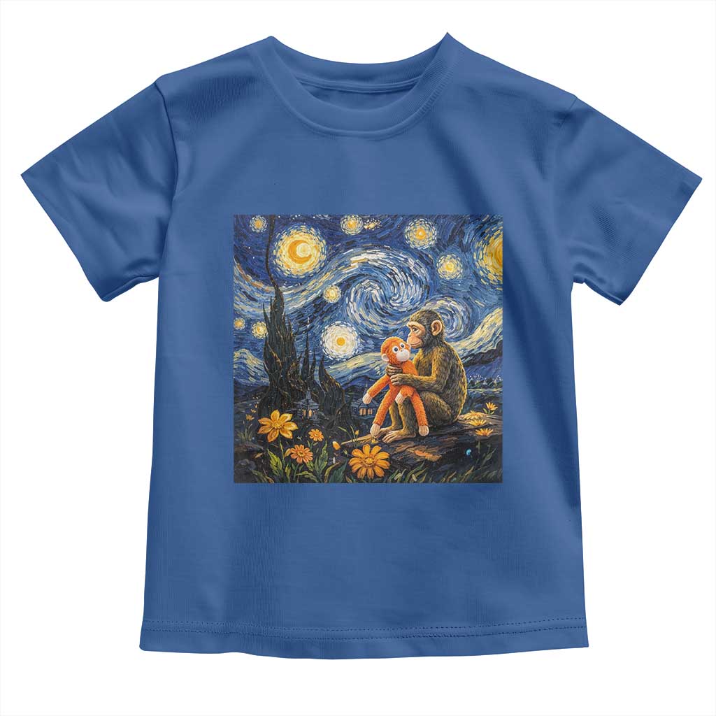 Baby Monkey Punch Starry Night Viral Trend Toddler T Shirt