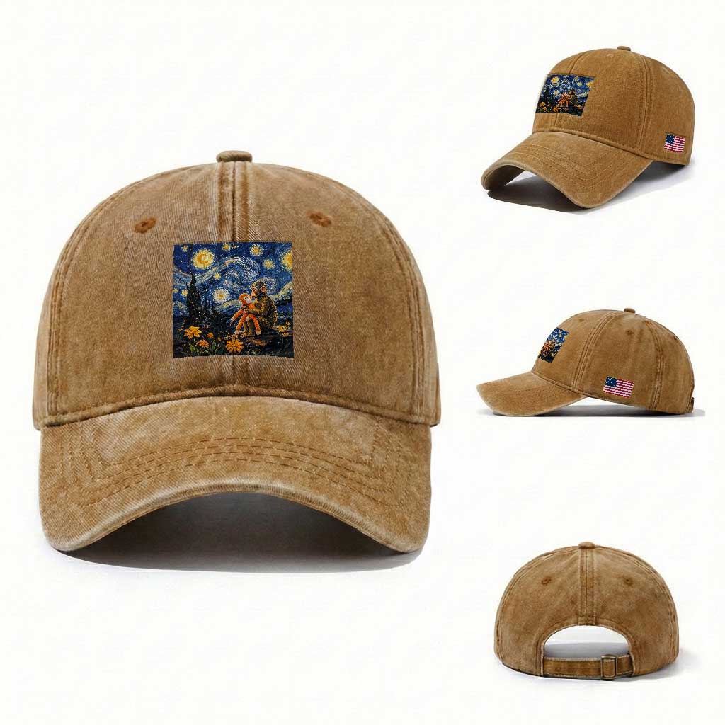 Baby Monkey Punch Starry Night Viral Trend Washed Cotton Baseball Cap