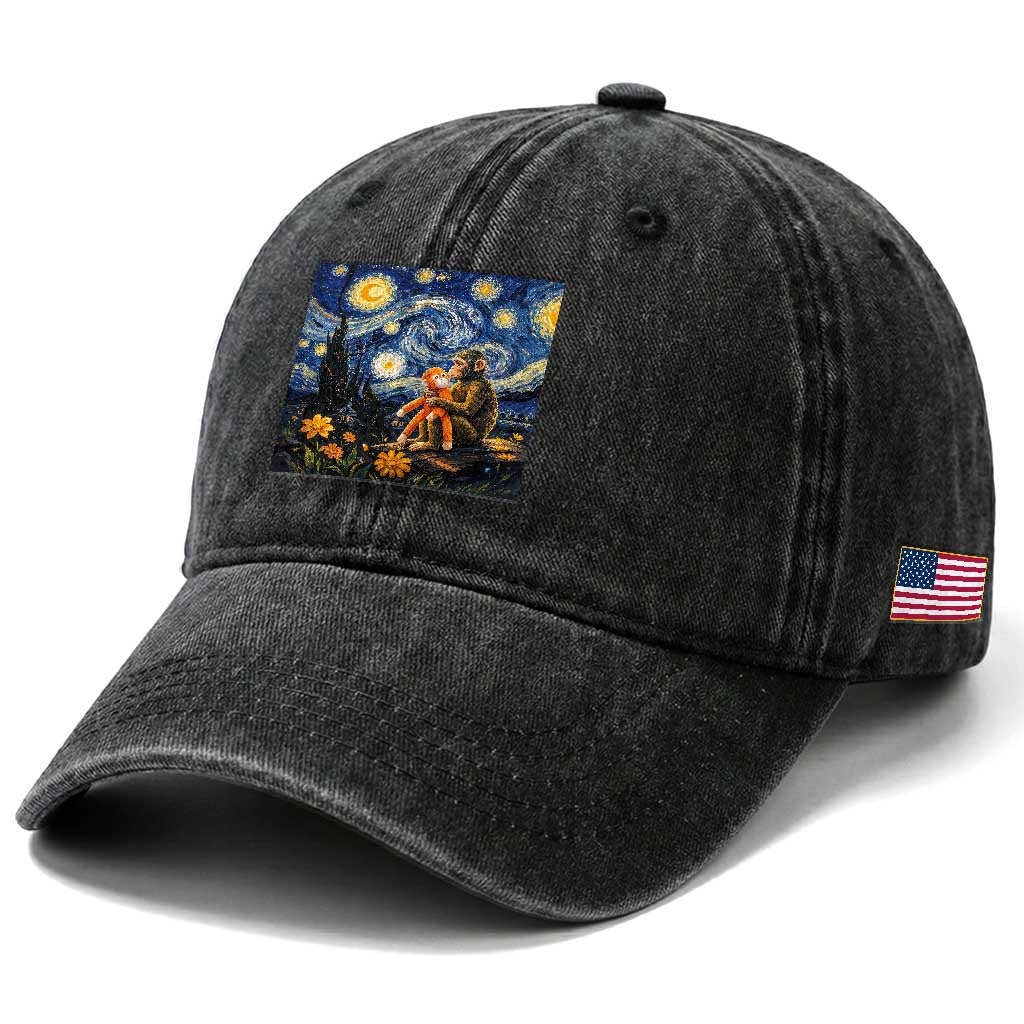 Baby Monkey Punch Starry Night Viral Trend Washed Cotton Baseball Cap