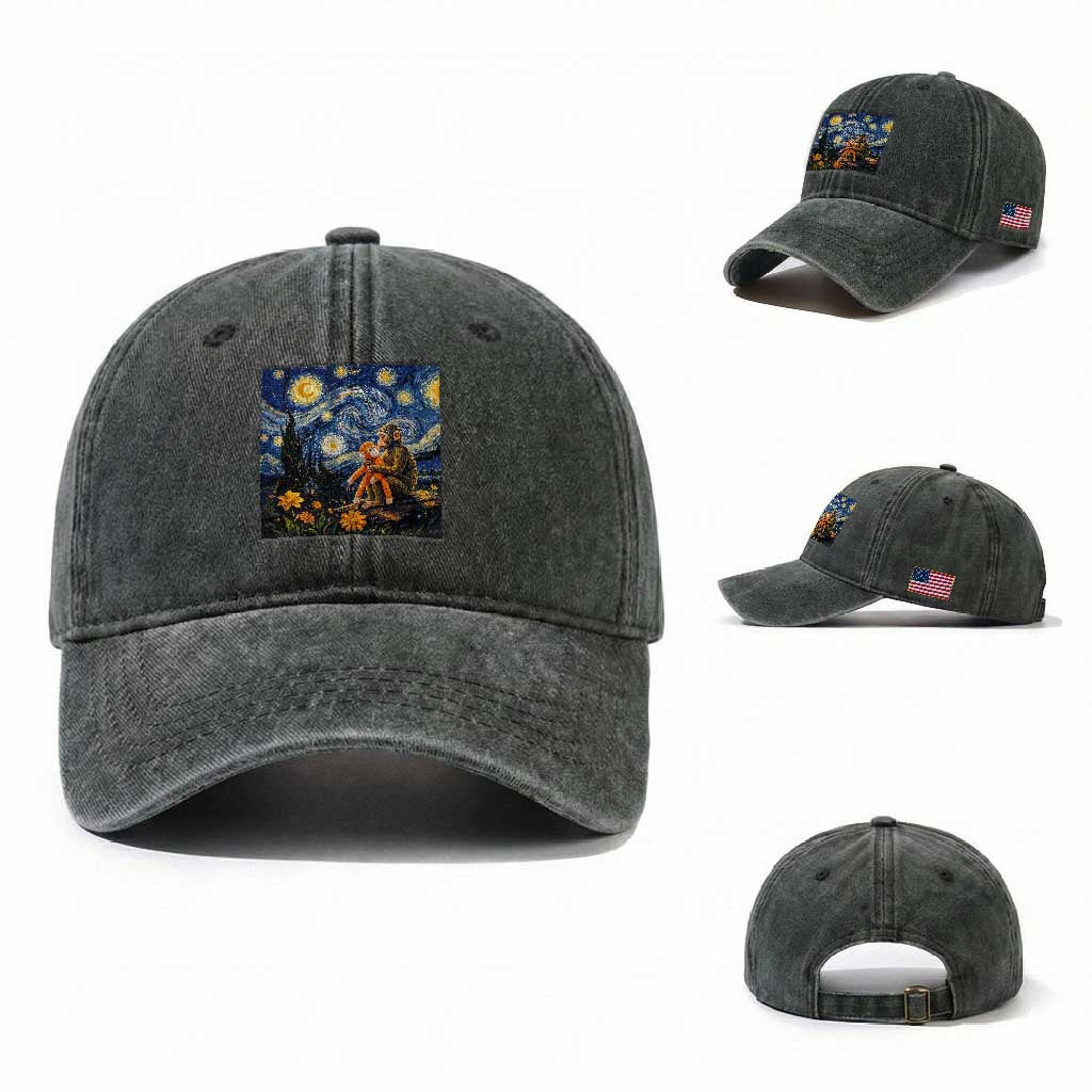 Baby Monkey Punch Starry Night Viral Trend Washed Cotton Baseball Cap