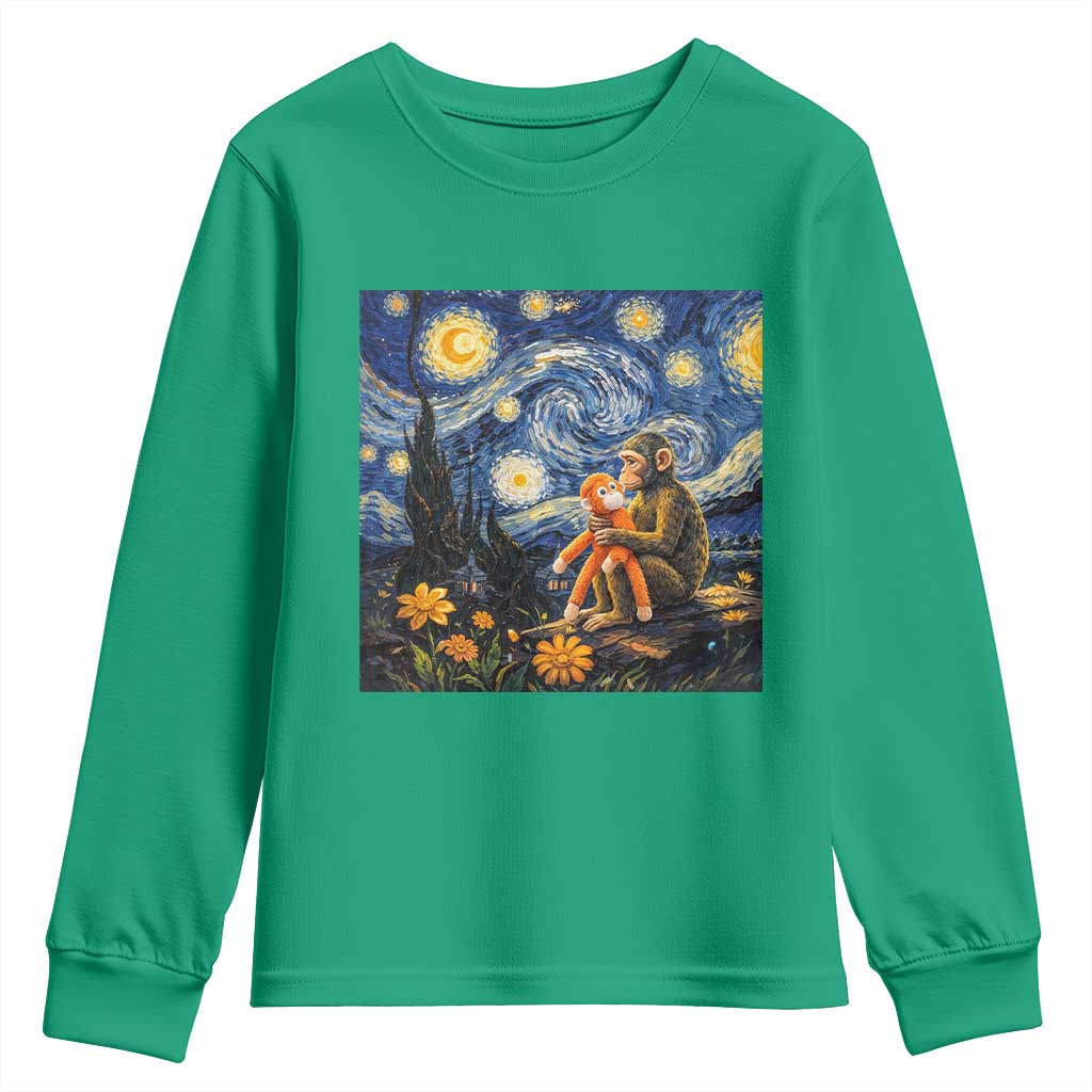Baby Monkey Punch Starry Night Viral Trend Youth Sweatshirt