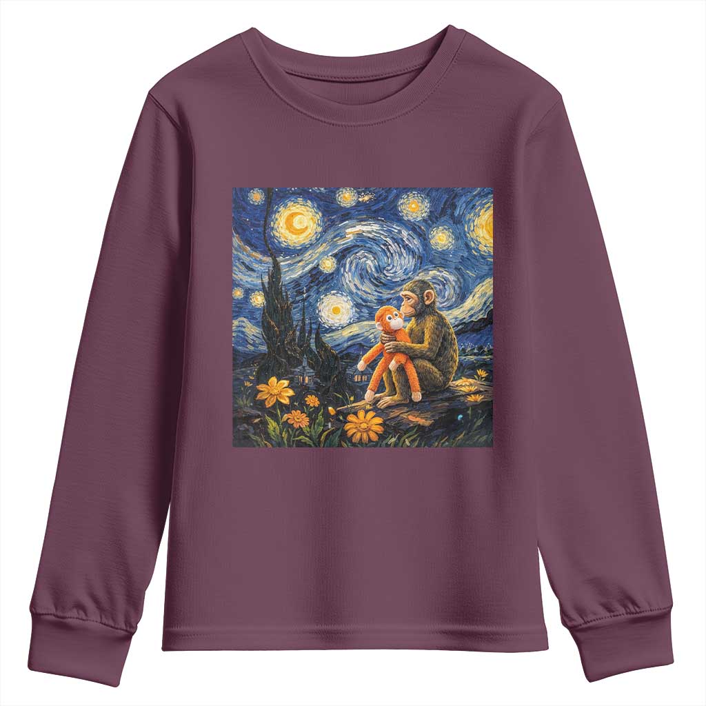 Baby Monkey Punch Starry Night Viral Trend Youth Sweatshirt