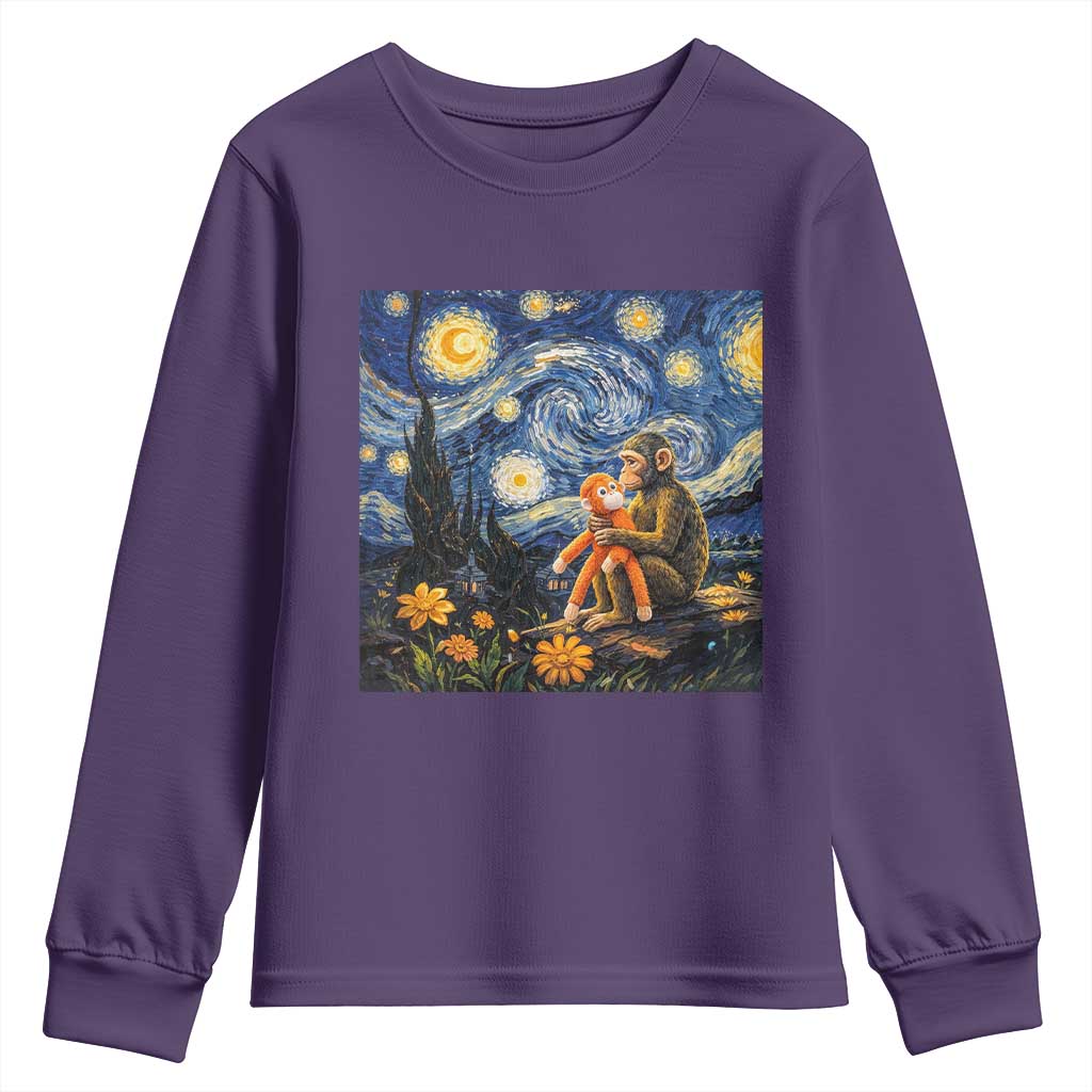 Baby Monkey Punch Starry Night Viral Trend Youth Sweatshirt