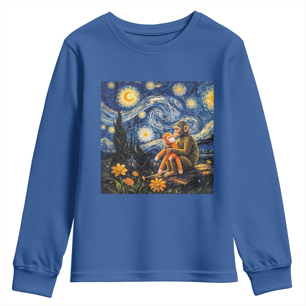 Baby Monkey Punch Starry Night Viral Trend Youth Sweatshirt