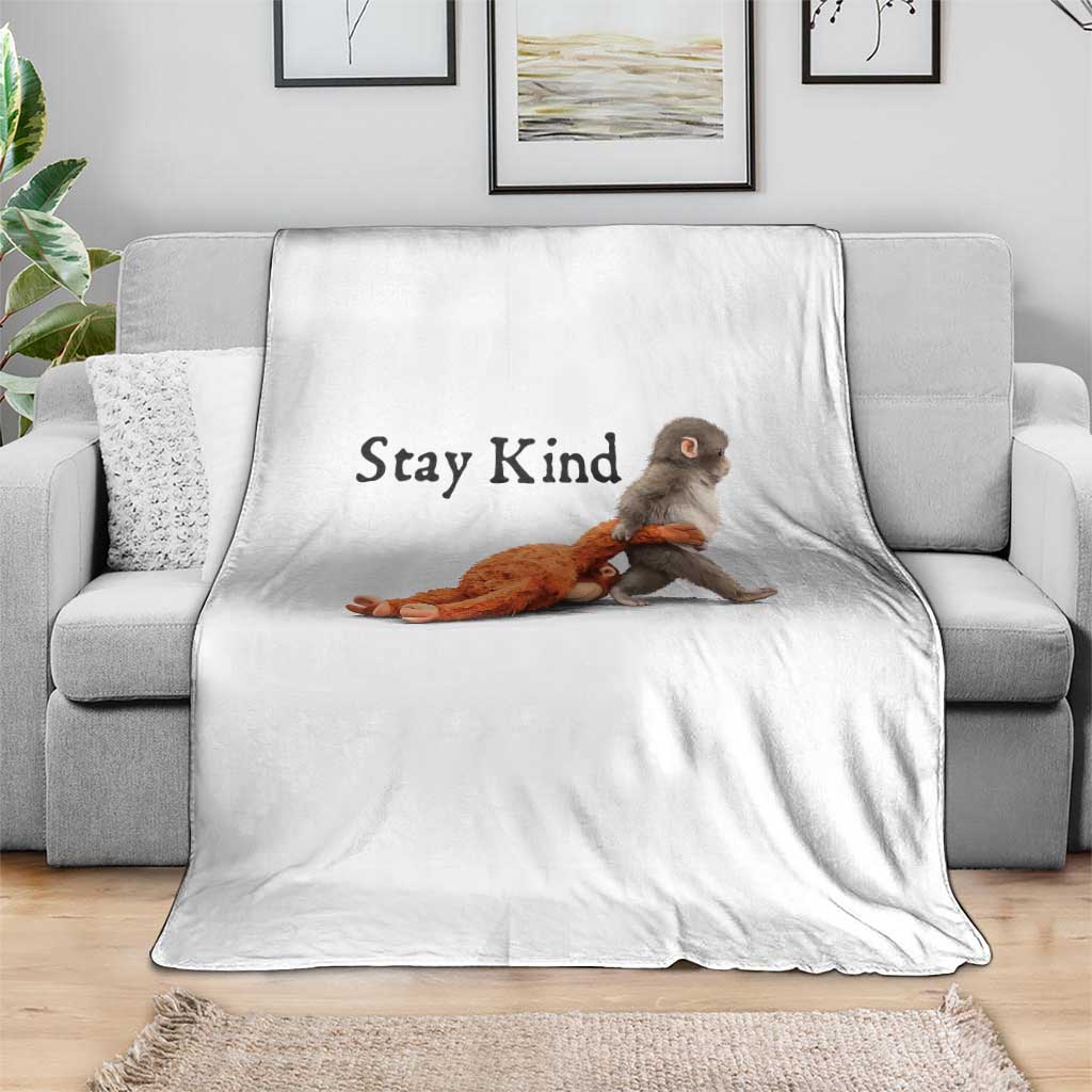 Punch The Monkey Meme Throw Blanket Stay Kind
