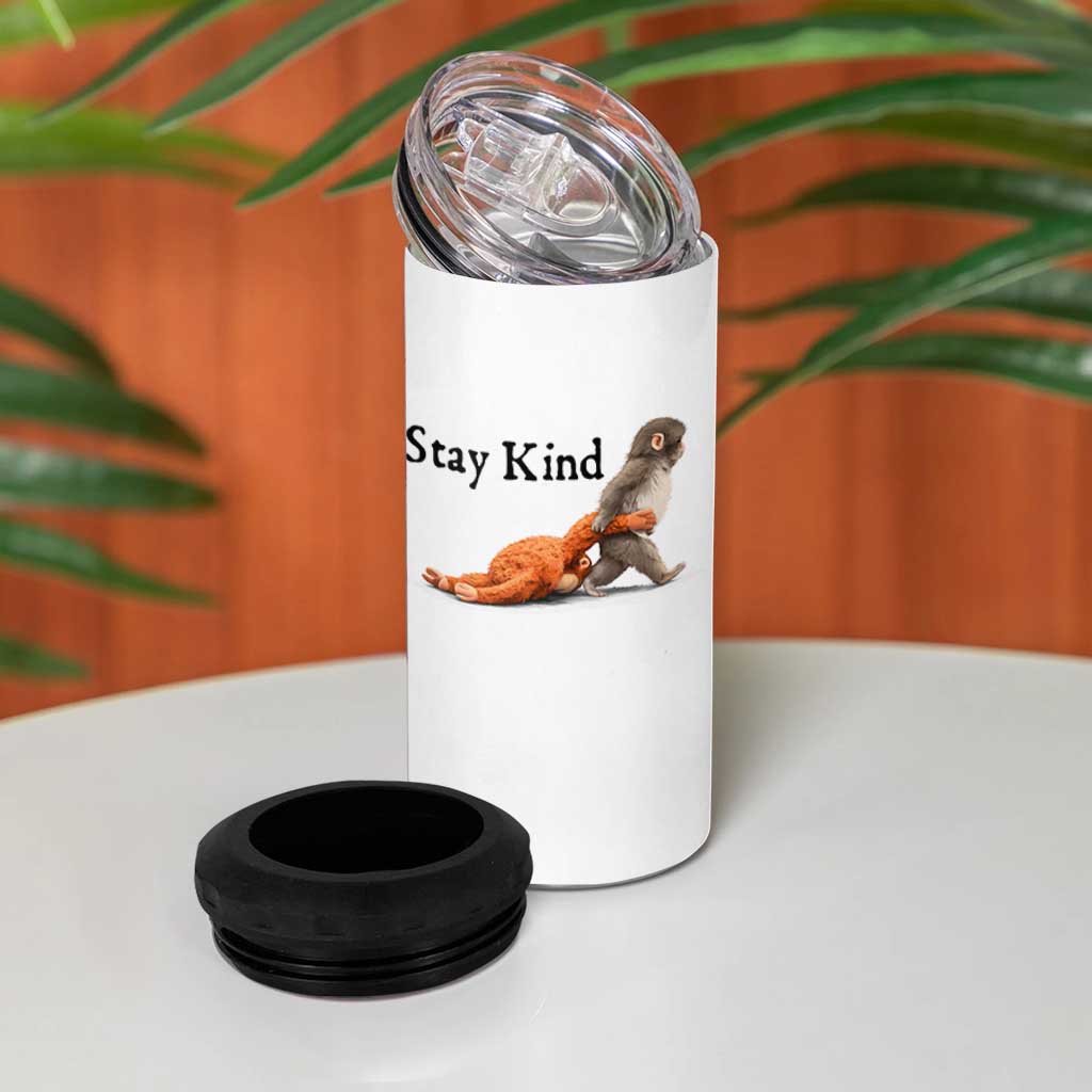 Punch The Monkey Meme 4 in 1 Can Cooler Tumbler Stay Kind