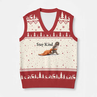 Punch The Monkey Meme V-Neck Knit Sweater Vest Stay Kind