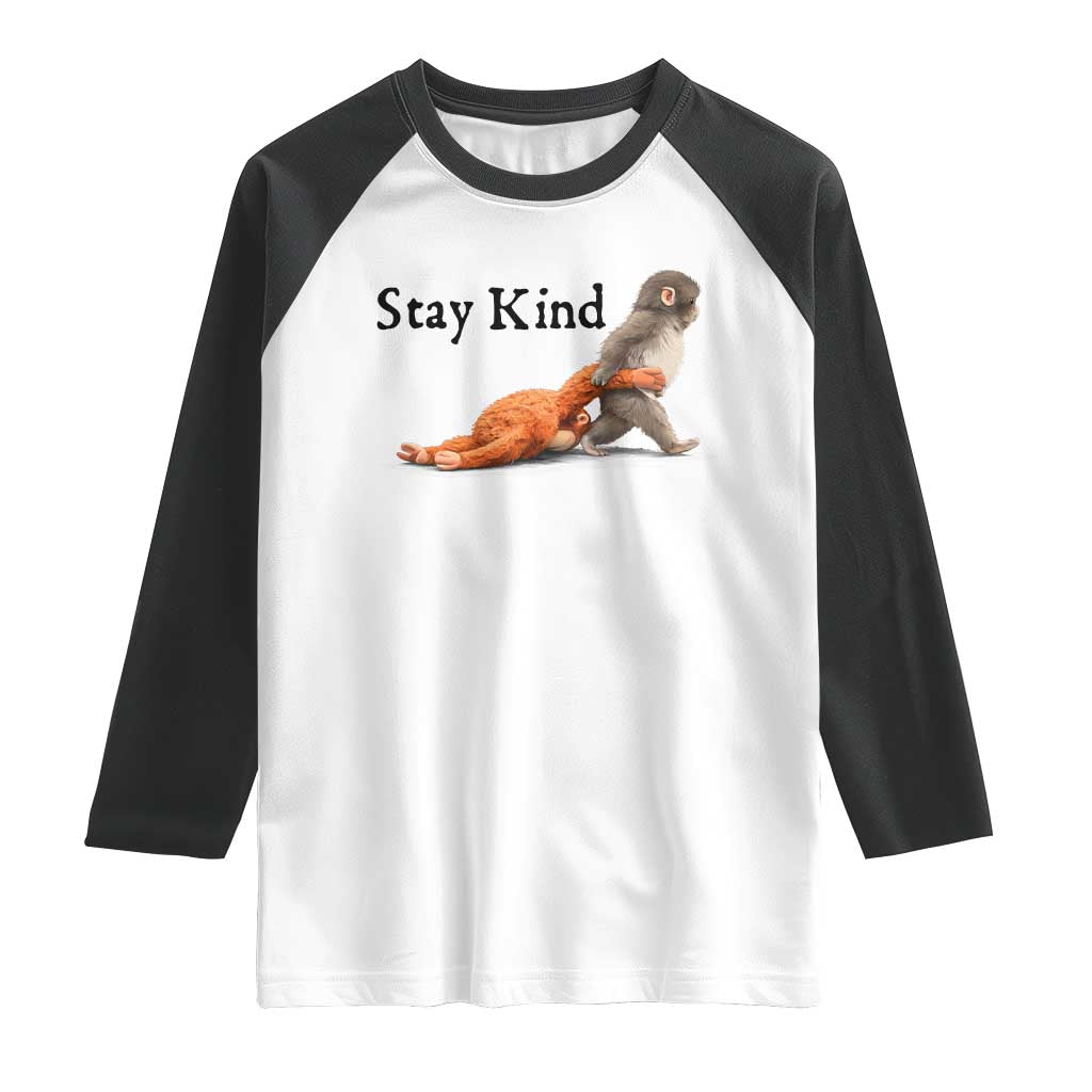 Punch The Monkey Meme Raglan Shirt Stay Kind