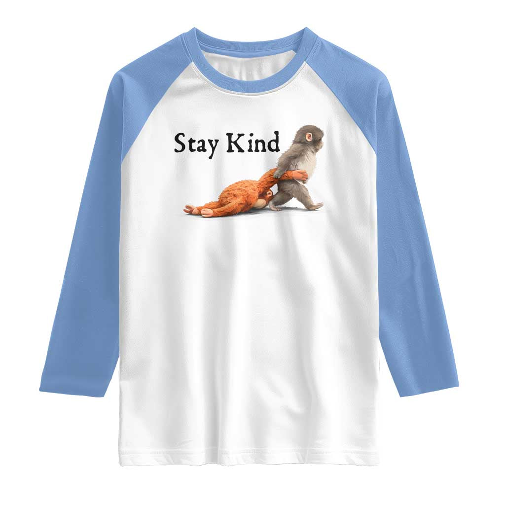Punch The Monkey Meme Raglan Shirt Stay Kind
