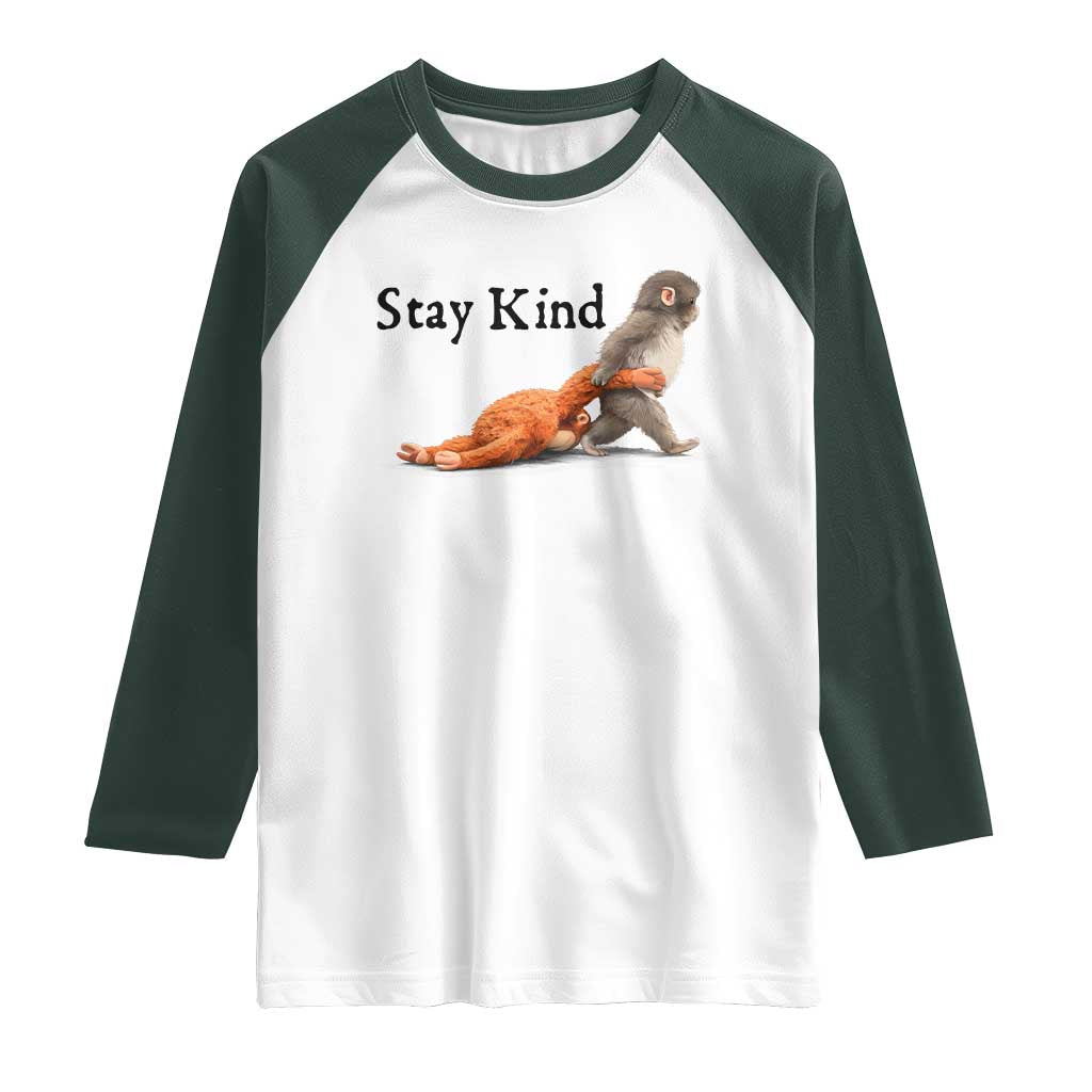 Punch The Monkey Meme Raglan Shirt Stay Kind