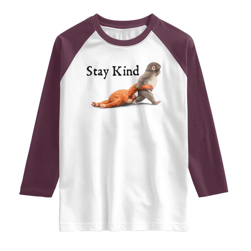 Punch The Monkey Meme Raglan Shirt Stay Kind