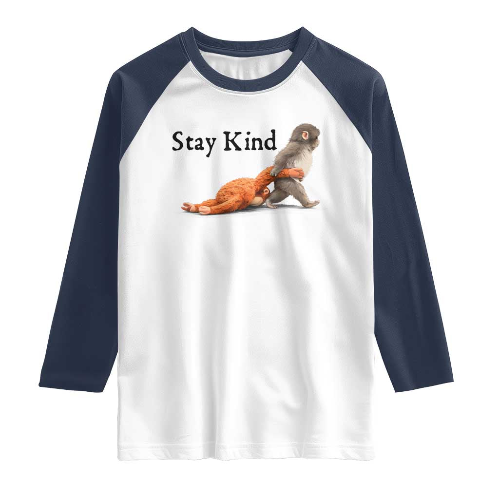 Punch The Monkey Meme Raglan Shirt Stay Kind