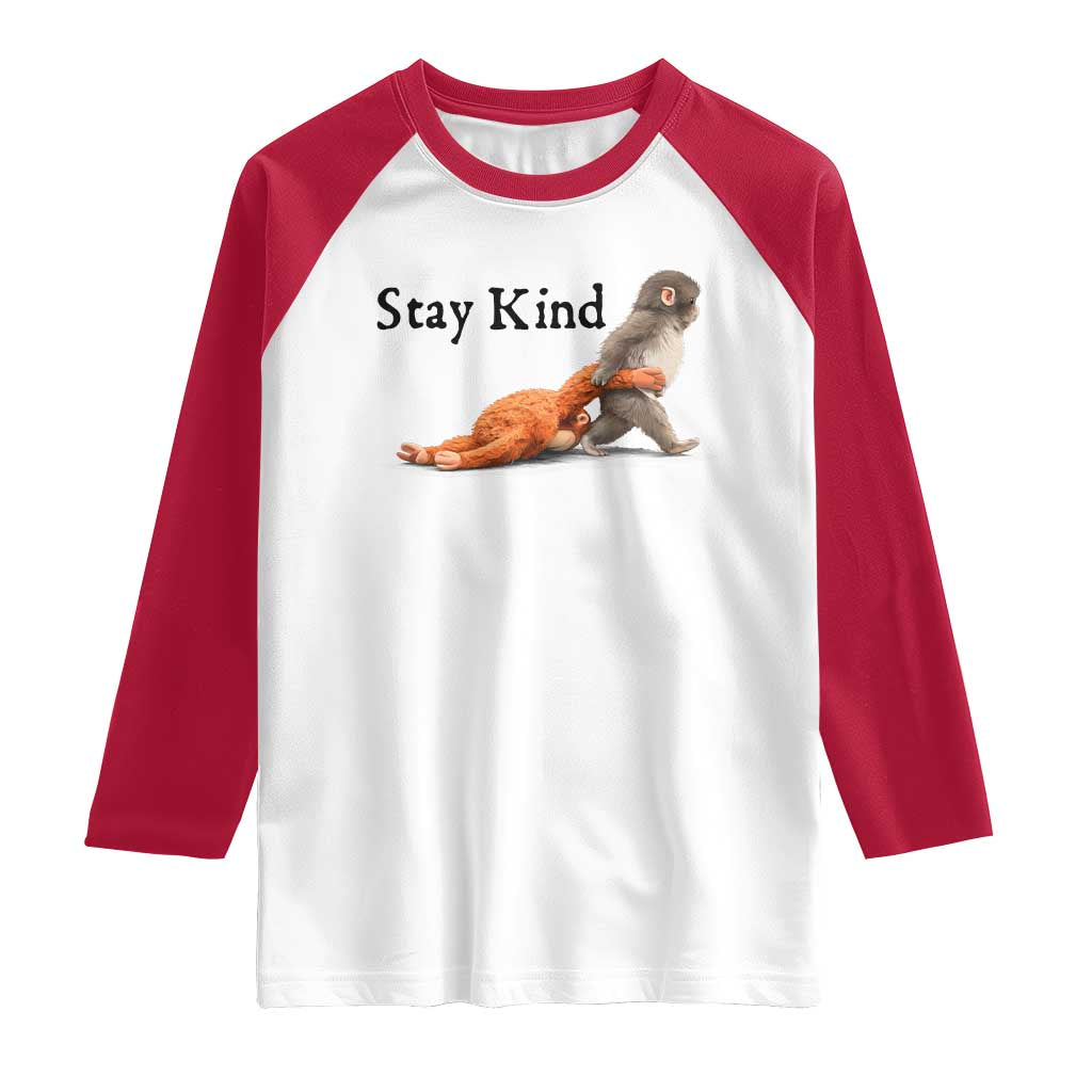 Punch The Monkey Meme Raglan Shirt Stay Kind