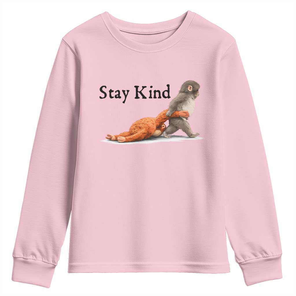 Punch The Monkey Meme Youth Sweatshirt Stay Kind