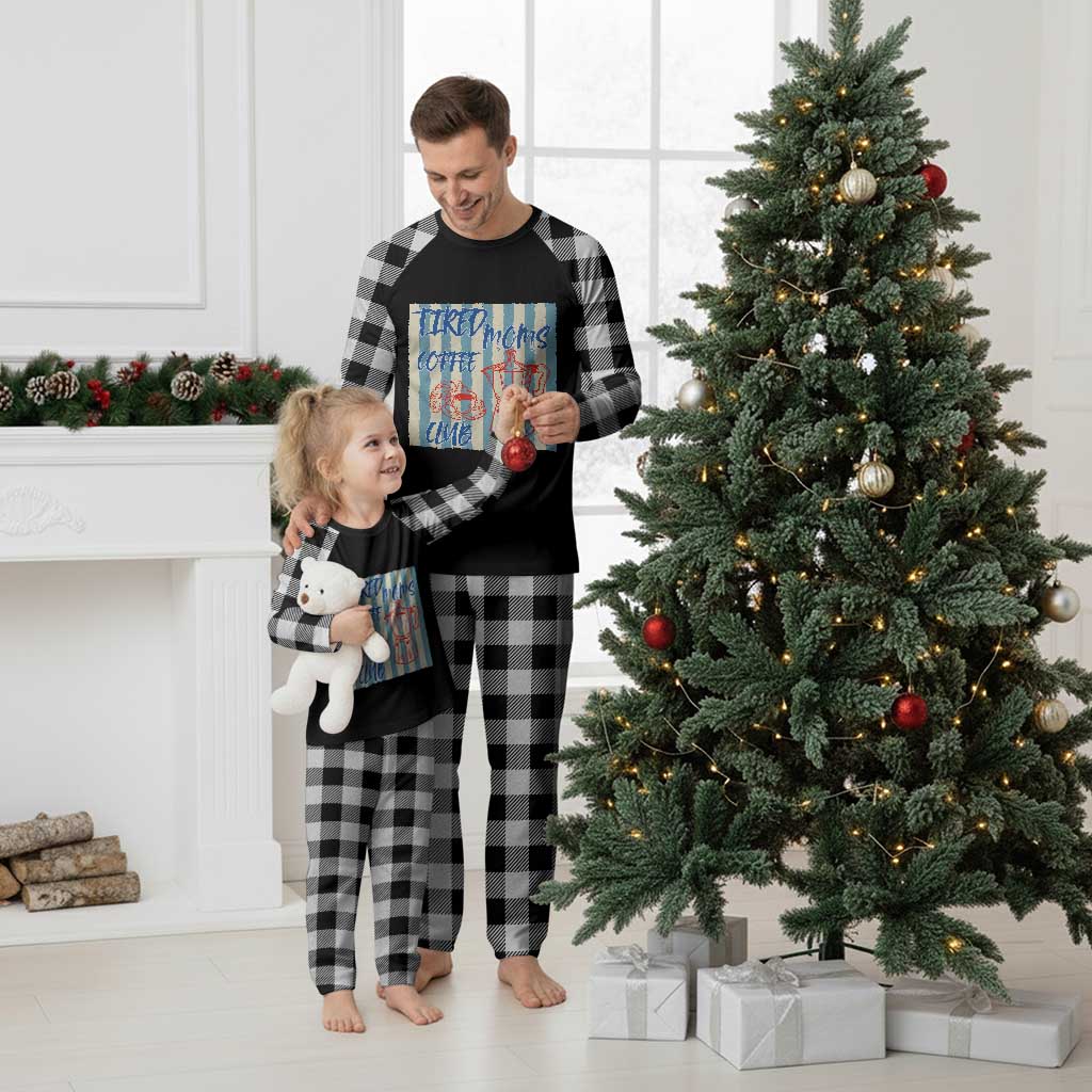 Tired Moms Coffee Club Plaid Pajama Set Funny Mommy Mama Coffee Lover