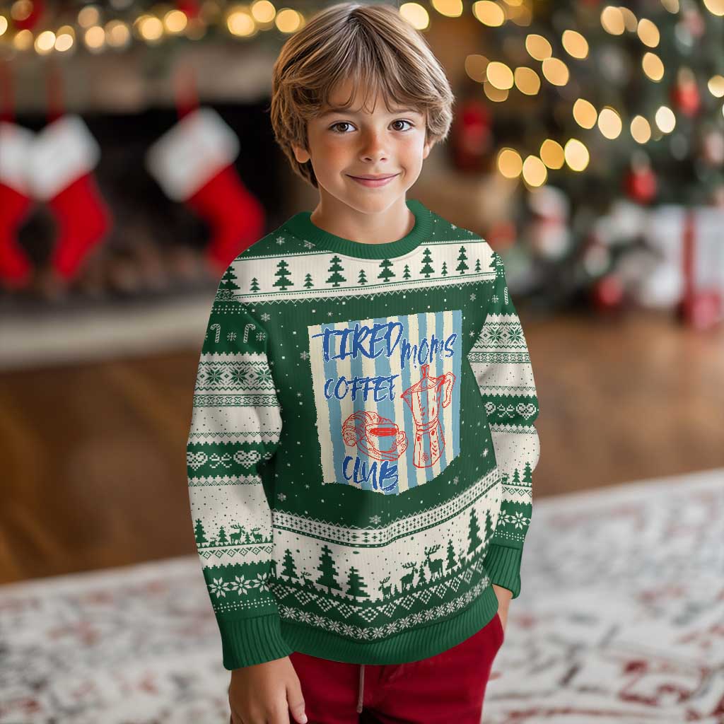 Tired Moms Coffee Club Ugly Christmas Sweater Funny Mommy Mama Coffee Lover
