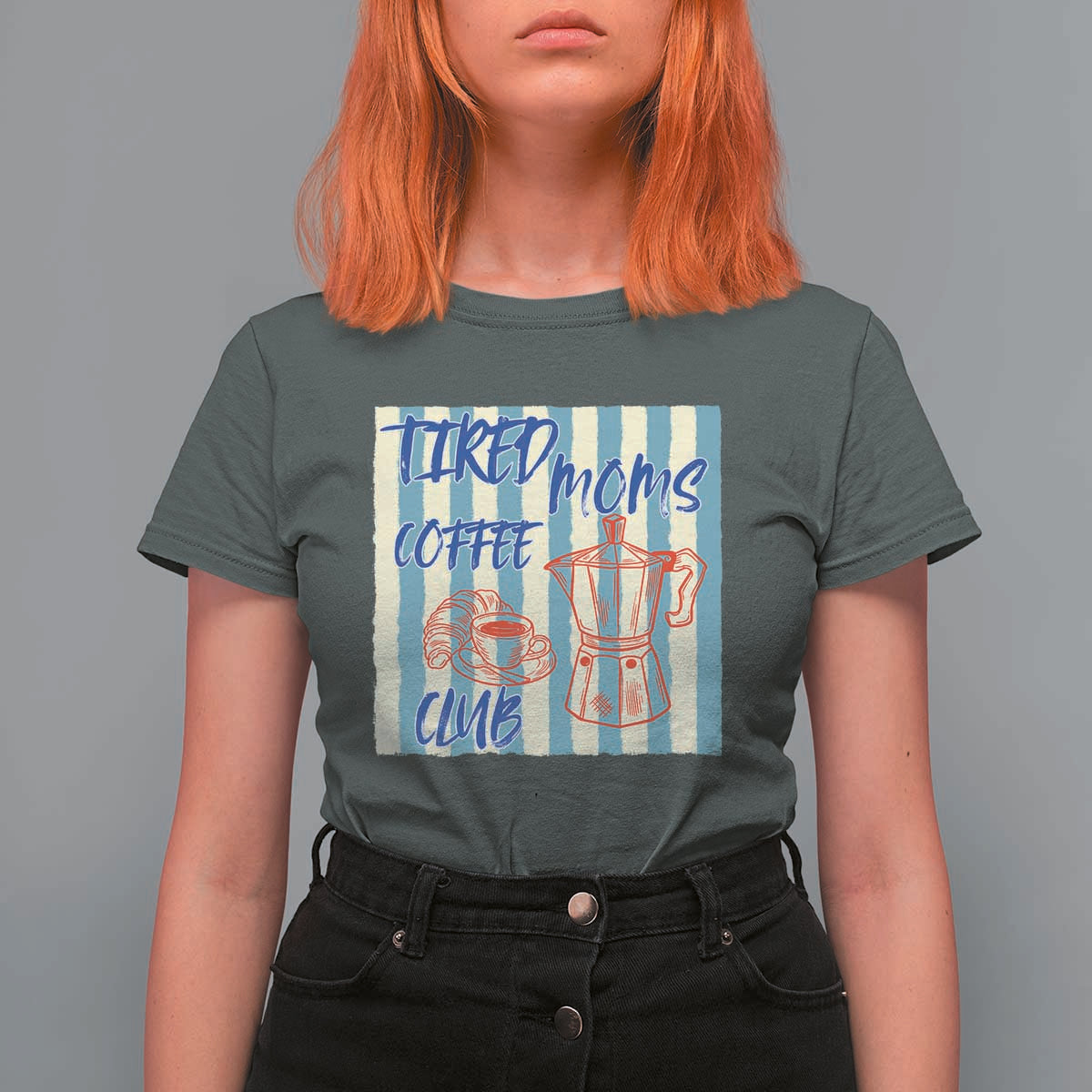 Tired Moms Coffee Club T Shirt For Women Funny Mommy Mama Coffee Lover