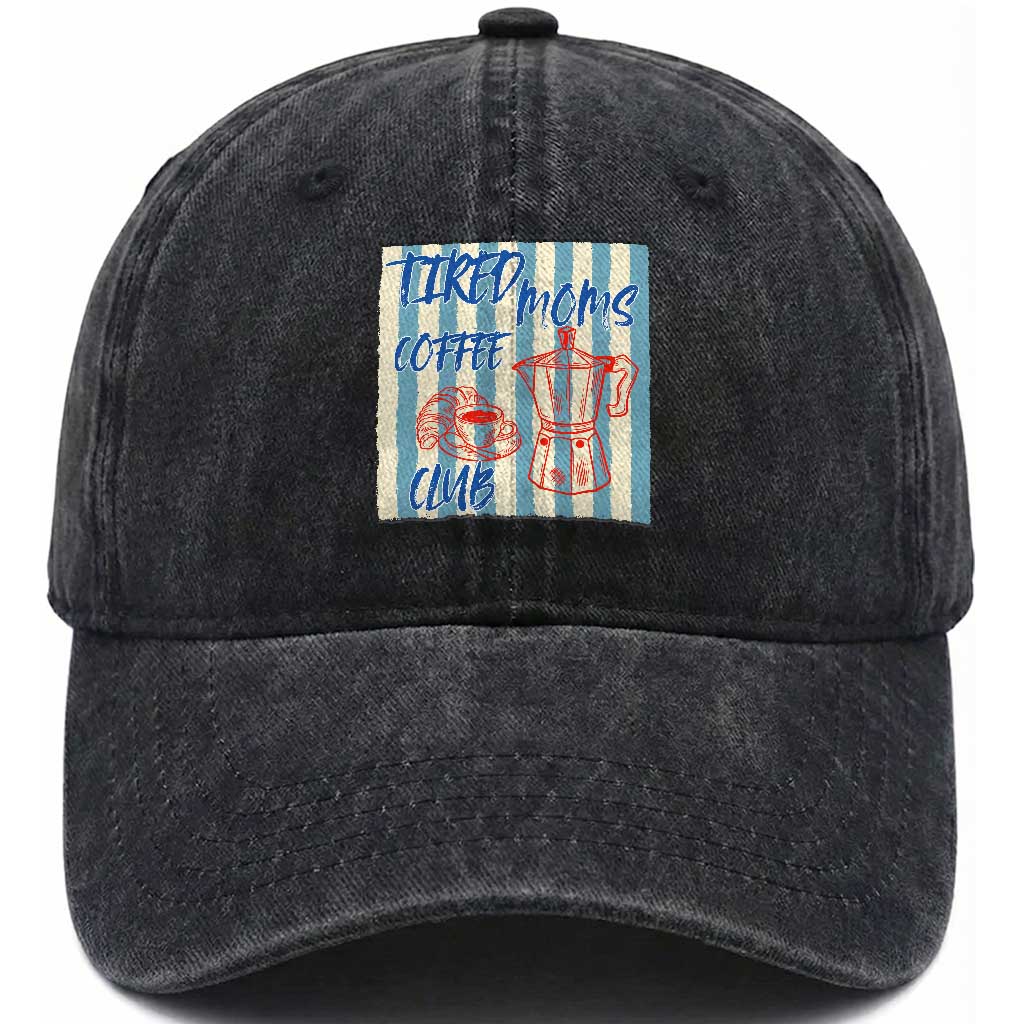 Tired Moms Coffee Club Washed Cotton Baseball Cap Funny Mommy Mama Coffee Lover