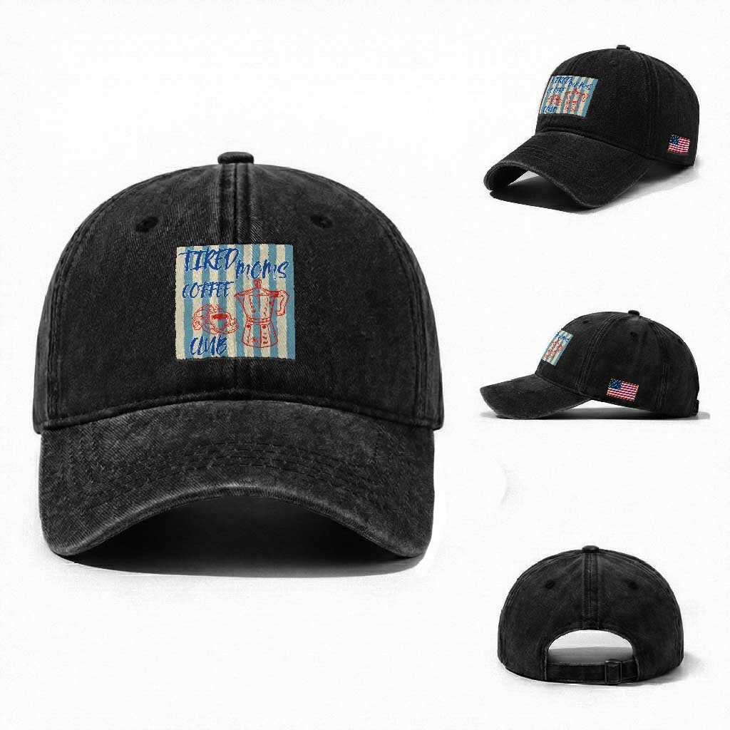 Tired Moms Coffee Club Washed Cotton Baseball Cap Funny Mommy Mama Coffee Lover