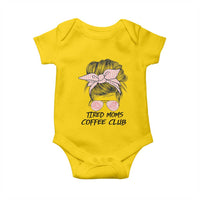 Tired Moms Coffee Club Baby Onesie Messy Bun Mom Life Coffee Lover