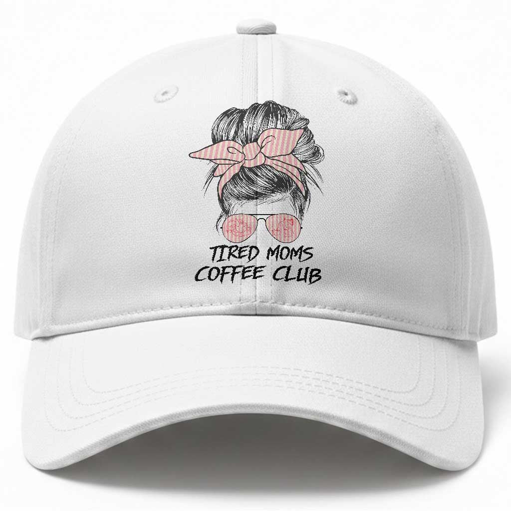 Tired Moms Coffee Club Baseball Cap Messy Bun Mom Life Coffee Lover