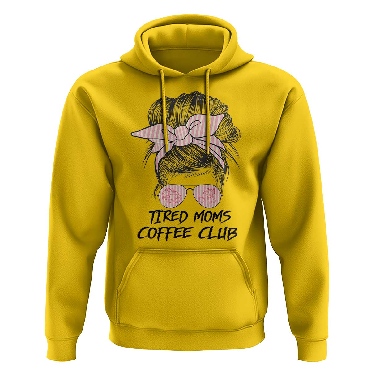 Tired Moms Coffee Club Hoodie Messy Bun Mom Life Coffee Lover
